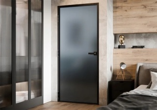 Drzwi Aluminiowe Float Slim Loft Komplet z Ościeżnica Szyba Satyna-Grafit Bez Wzoru