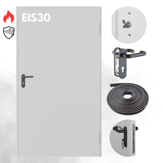 Drzwi Przeciwpożarowe Dymoszczelne EIS30 Padilla Szare RAL 7035 PPOŻ 110 cm