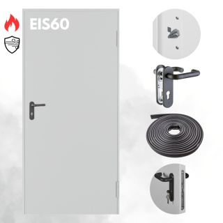 Drzwi Przeciwpożarowe Dymoszczelne EIS60 Padilla Szare RAL 7035 PPOŻ 70 cm
