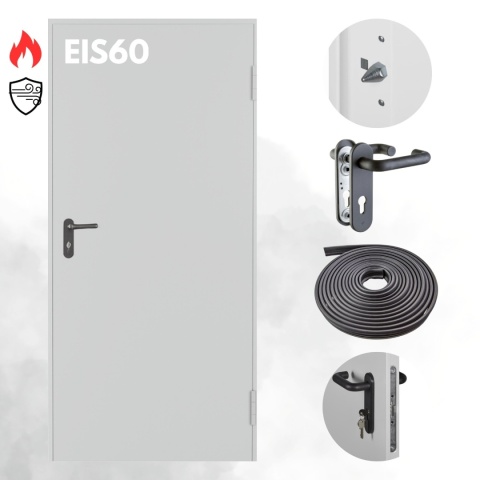 Drzwi Przeciwpożarowe Dymoszczelne EIS60 Padilla Szare RAL 7035 PPOŻ 70 cm