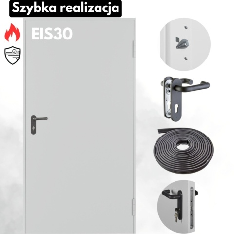 Drzwi Przeciwpożarowe Dymoszczelne EIS30 Padilla Szare RAL 7035 PPOŻ 90 cm