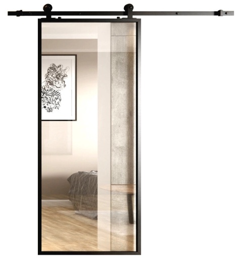 Drzwi Przesuwne Szklane Baldur Loft bez wzory Szyba Przeźroczysta Różne wymiary Zestaw