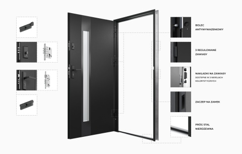Drzwi Zewnętrzne Huron 72mm GRUBE Złoty Dąb 80/90 cm