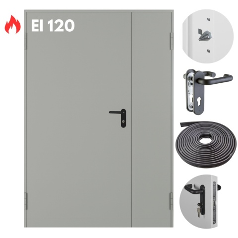 Drzwi Zewnętrzne Przeciwpożarowe EI120 INNOVA RAL 7035 Padilla Dwuskrzydłowe RÓŻNE WYMIARY PPOŻ
