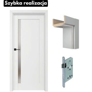 Drzwi wewnętrzne Erkado Pera 3 Ramowe Śnieżnobiały Ościeżnica Szybka realizacja