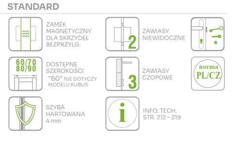 Drzwi Tago Lustro Ramowe Przylgowe/ Bezprzylgowe Kolory