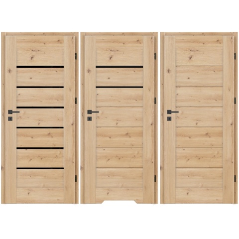 Drzwi Suerte Dąb Artisan Czarna Szyba Ramowe | NA MAGAZYNIE z ościeżnicą opcja