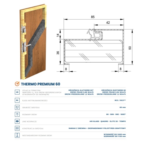 Drzwi Zewnętrzne Gerda Locarno B Thermo Premium Różne Kolory