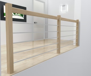 Balustrada ochronna Dąb Inox Biała do schodów Helsinki/ Liverpool