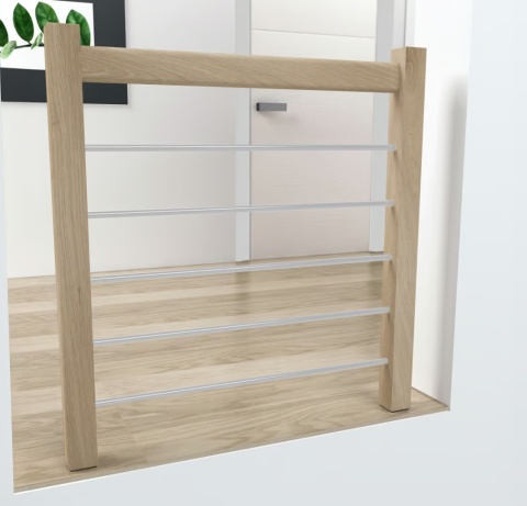 Balustrada ochronna Dąb Inox Biała do schodów Helsinki/ Liverpool