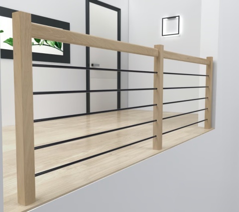 Balustrada ochronna Dąb Inox Black do schodów Helsinki/ Liverpool