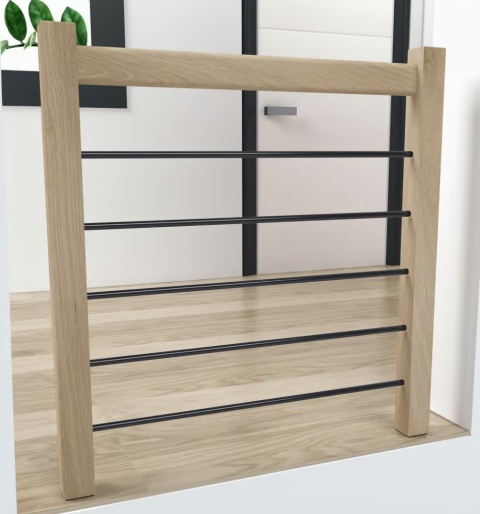 Balustrada ochronna Dąb Inox Black do schodów Helsinki/ Liverpool