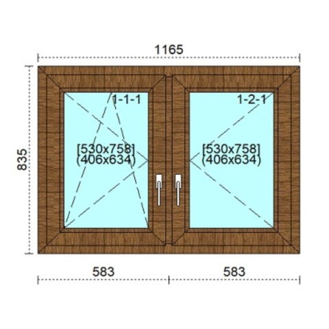 Ciepłe Okno Trzyszybowe 1165 x 835 Dwuskrzydłowe Monolit Rózne Kolory