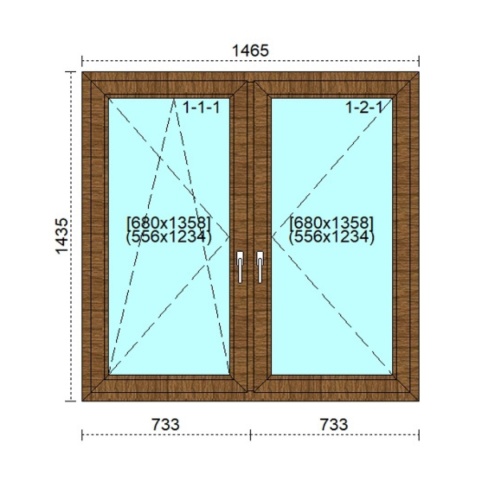 Ciepłe Okno Trzyszybowe 1465 x 1435 Dwuskrzydłowe Monolit Rózne Kolory