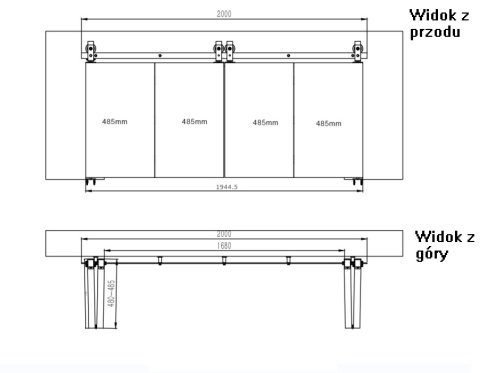 Drzwi Harmonijkowe Podwójne Przesuwne Łamane Aluminium Gładkie Szyba Loft Satyna-Grafit 2x97