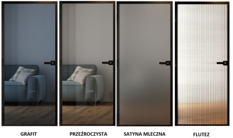 Drzwi Harmonijkowe Podwójne Przesuwne Łamane Aluminium Gładkie Szyba Loft Lustro 2x97 LOKI