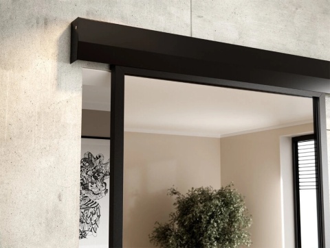 Drzwi Przesuwne Szklane Thor Aluminium Czarne Szyba Lustro Srebrne