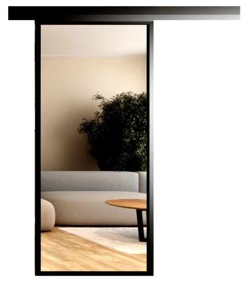 Drzwi Przesuwne Szklane Thor Aluminium Czarne Szyba Lustro Srebrne