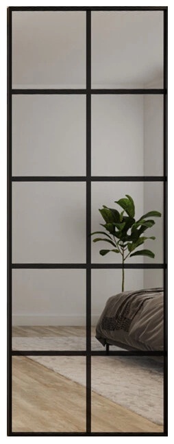 Drzwi Przesuwne Szklane LAGUNA Aluminium Czarne Srerokie Lustro