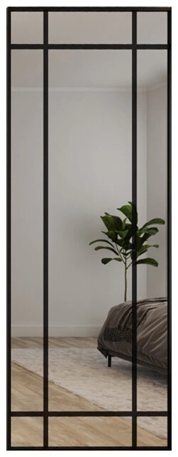 Drzwi Przesuwne Szklane LAGUNA Aluminium Czarne Srerokie Lustro