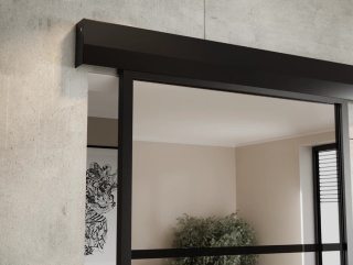 Drzwi Przesuwne Szklane Thor Aluminium Czarne 4 pola Lustro Obustronne