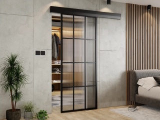 Drzwi Przesuwne Szklane Thor Aluminium Czarne 12 pól Szyba do Wyboru