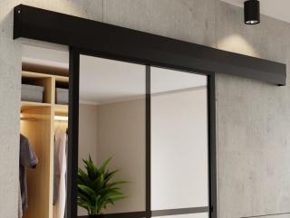 Drzwi Przesuwne Szklane Thor Aluminium Czarne 6 pól Lustro Obustronne