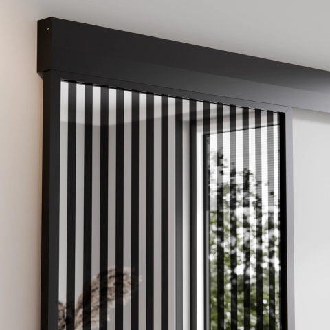 Drzwi Przesuwne Szklane Thor Aluminium Czarne Lustro Obustronne Srerokie Lamele