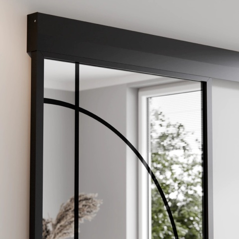 Drzwi Przesuwne Szklane Thor Aluminium Czarne Lustro Obustronne Łuk 4