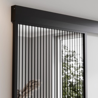 Drzwi Przesuwne Szklane Thor Aluminium Czarne Lustro Obustronne Lamele