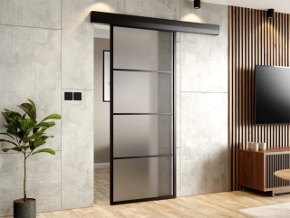 Drzwi Przesuwne Szklane Thor Aluminium Czarne 4 pola Szyba do Wyboru