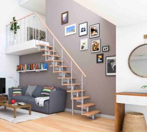 Schody modułowe proste BOSTON Srebrnoszare / Buk 74 cm WARIANTY