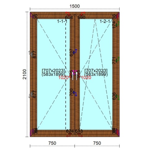 Ciepłe Drzwi Okno Balkonowe Trzyszybowe 1500 x 2100 Monolit Rózne Kolory