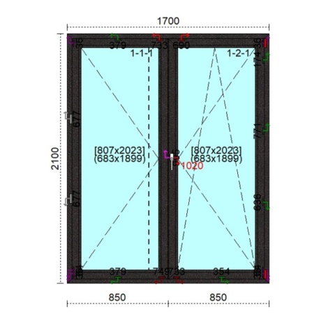 Ciepłe Drzwi Okno Balkonowe Trzyszybowe 1700 x 2100 Monolit Rózne Kolory
