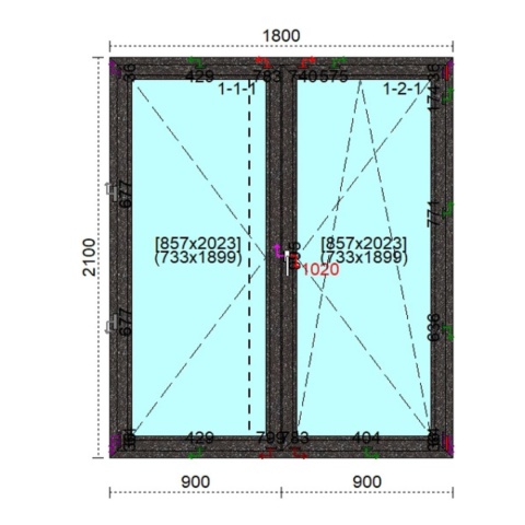 Ciepłe Drzwi Okno Balkonowe Trzyszybowe 1800 x 2100 Monolit Rózne Kolory