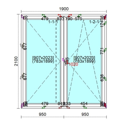 Ciepłe Drzwi Okno Balkonowe Trzyszybowe 1900 x 2100 Monolit Rózne Kolory