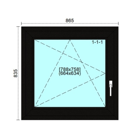 Ciepłe Okno Trzyszybowe FIX 865 x 835 Monolit Rózne Kolory