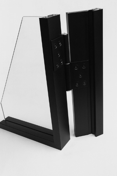 Drzwi Rozwierane Aluminium Czarne Slim Magnetic Komplet z Ościeżnica Szyba Mleczna Bez Wzoru