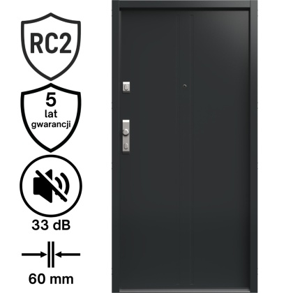 Drzwi Wejściowe GERDA Tokio 1 Tłoczenie Stalowe do mieszkań RC2 Różne Kolory do wyboru