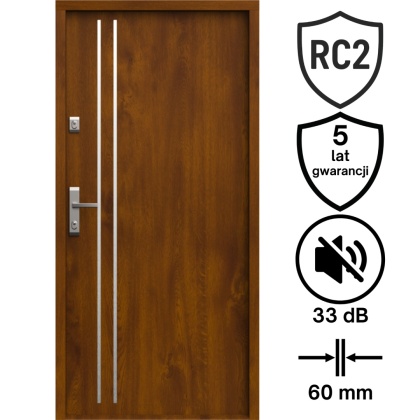 Drzwi Wejściowe GERDA Tokio 2 Insert Stalowe do mieszkań RC2 Różne Kolory do wyboru