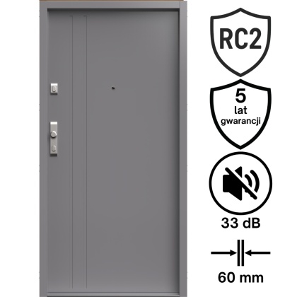 Drzwi Wejściowe GERDA Tokio 2 Tłoczenie Stalowe do mieszkań RC2 Różne Kolory do wyboru