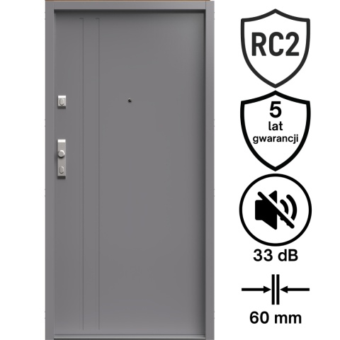 Drzwi Wejściowe GERDA Tokio 2 Tłoczenie Stalowe do mieszkań RC2 Różne Kolory do wyboru