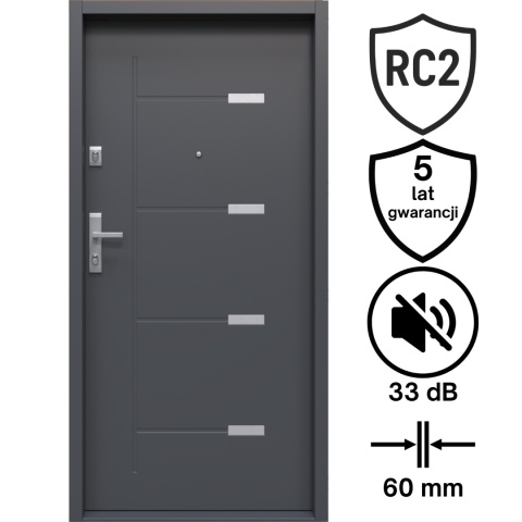 Drzwi Wejściowe GERDA Toledo Stalowe do mieszkań RC2 Różne Kolory do wyboru