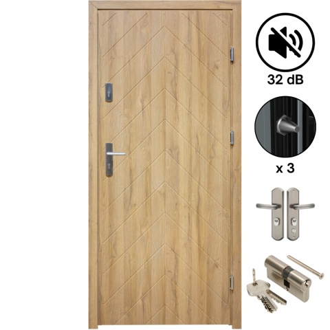 Drzwi Wejściowe do Mieszkań 32 dB Komplet Salida 02 Jodełka Różne Kolory Komplet