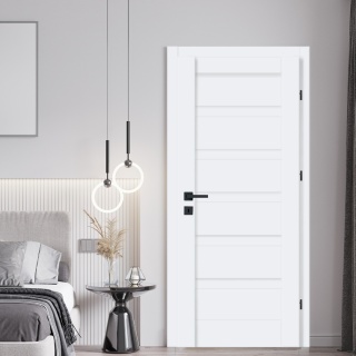 Drzwi Fresno Ramowe Białe Czarna Szyba | NA MAGAZYNIE z ościeżnicą opcja