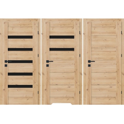 Drzwi Fresno Ramowe Dąb Artisan Czarna Szyba | NA MAGAZYNIE z ościeżnicą opcja