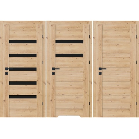 Drzwi Fresno Ramowe Dąb Artisan Czarna Szyba | NA MAGAZYNIE z ościeżnicą opcja