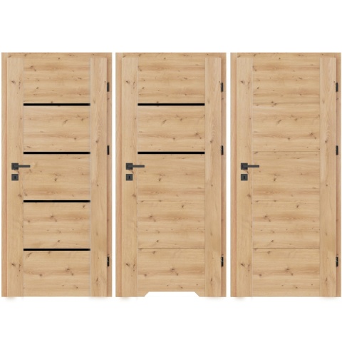 Drzwi Lento Ramowe Dąb Artisan Czarne Szyby | NA MAGAZYNIE z ościeżnicą opcja