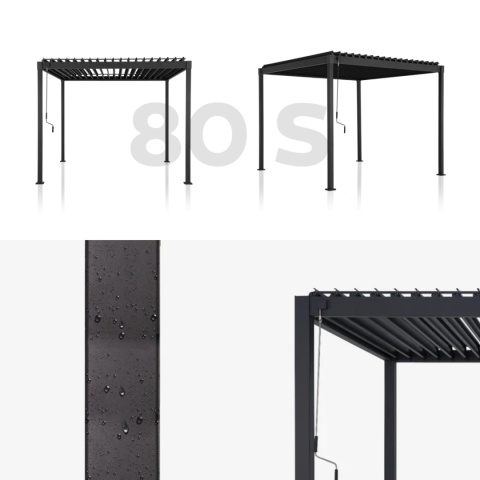Pergola wolnostojąca tarasowa MIRADOR Solid 80 - 3 x 3 m Antracyt