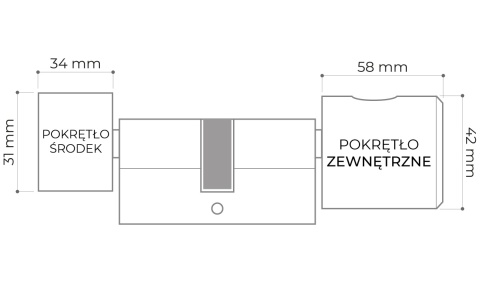 Wkładka SMART z czytnikiem linii papilarnych rozmiar 30/45, czarny, gałka od strony 45, czytnik linii od strony 30